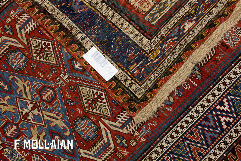 Kilim Sumak Antico Caucasico a fondo Rosso n°:83489748